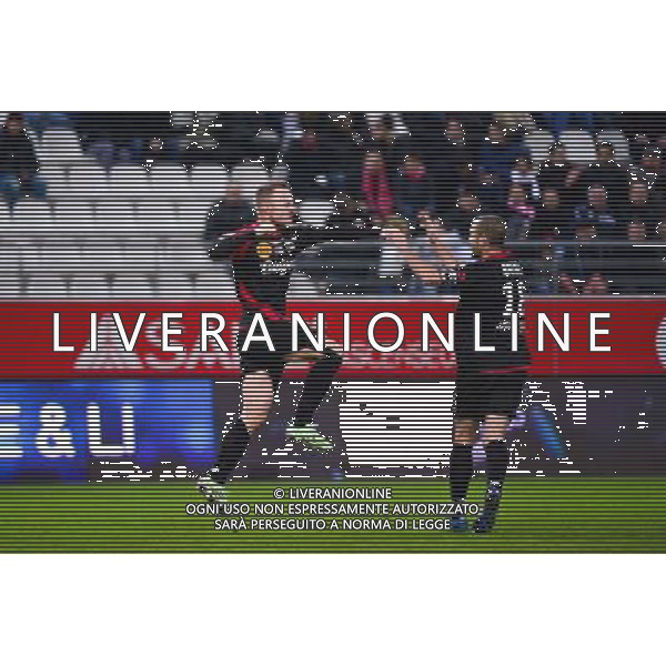 Joie Lars JACOBSEN / Lionel MATHIS - 07.12.2014 - Reims / Guingamp - 17eme journee de Ligue 1 - Photo : Dave Winter / Icon Sport /Agenzia Aldo Liverani sas - ITALY ONLY - EDITORIAL USE ONLY
