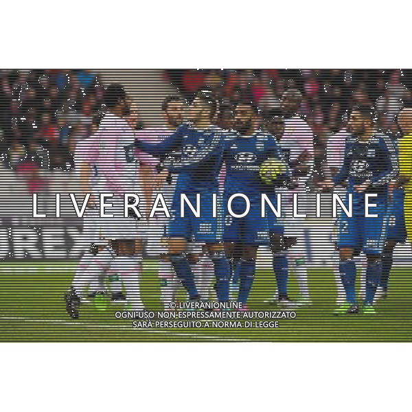 ALTERCATION / Yassine BENZIA - 07.12.2014 - Evian Thonon / Lyon - 17eme journee de Ligue 1 - Photo : Jean Paul Thomas / Icon Sport AG ALDO LIVERANI SAS ONLY ITALY
