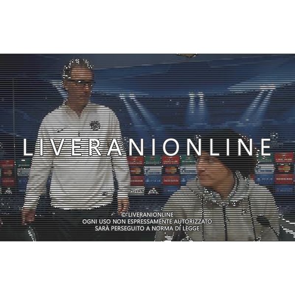 David LUIZ / Laurent BLANC - 09.12.2014 - Conference de Presse avant le match Barcelone / Paris Saint Germain - Champions League Photo : Joma / Icon Sport AG ALDO LIVERANI SAS ONLY ITALY