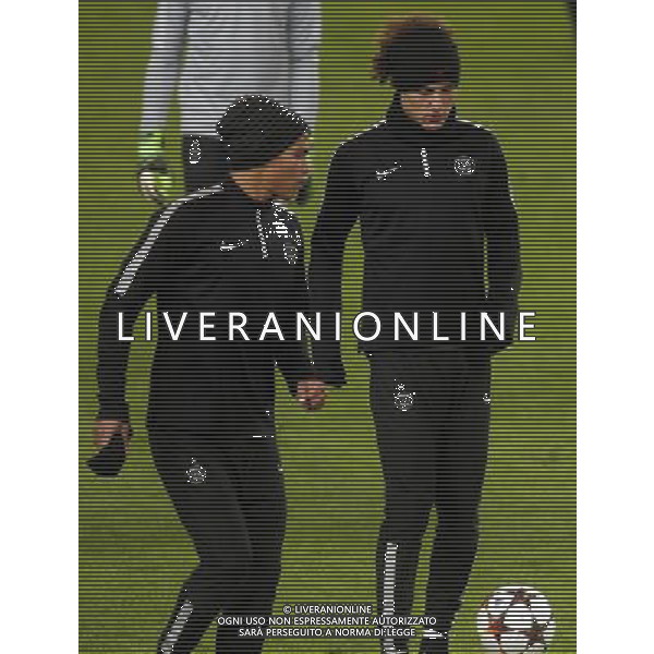 Thiago SILVA / David LUIZ - 09.12.2014 - Entrainement avant le match Barcelone / Paris Saint Germain - Champions League Photo : Joma / Icon Sport AG ALDO LIVERANI SAS ONLY ITALY