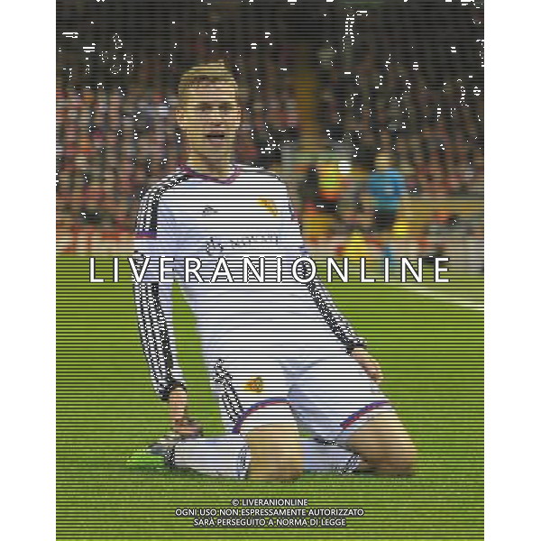 FC Basel\'s Fabian Frei celebrates scoring his team\'s first goal Photographer Dave Howarth/CameraSport Football - UEFA Champions League Group B - Liverpool v Basel - Tuesday 9th December 2014 - Anfield - Liverpool © CameraSport - 43 Linden Ave. Countesthorpe. Leicester. England. LE8 5PG - Tel: +44 (0) 116 277 4147 - admin@camerasport.com - www.camerasport.com AG ALDO LIVERANI SAS ONLY ITALY