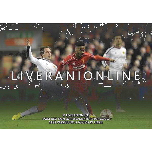Liverpool\'s Raheem Sterling battles with FC Basel\'s Marek Such Photographer Dave Howarth/CameraSport Football - UEFA Champions League Group B - Liverpool v Basel - Tuesday 9th December 2014 - Anfield - Liverpool © CameraSport - 43 Linden Ave. Countesthorpe. Leicester. England. LE8 5PG - Tel: +44 (0) 116 277 4147 - admin@camerasport.com - www.camerasport.com AG ALDO LIVERANI SAS ONLY ITALY