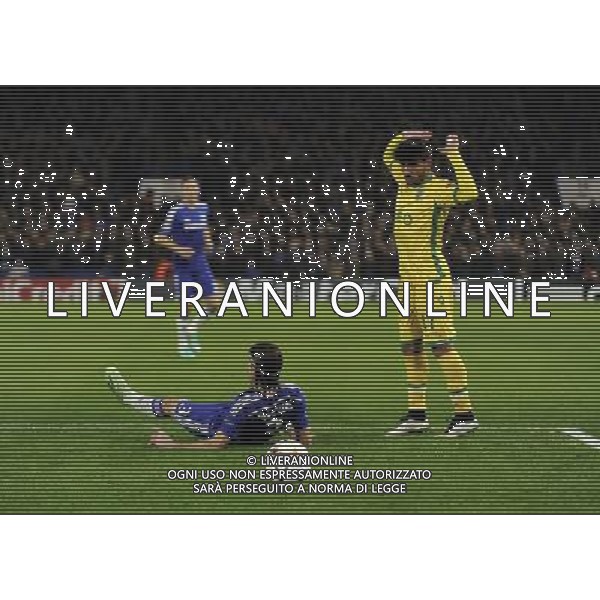 Chelsea\'s Filipe Luis is fouled by Ricardo Esgaio leading to a penalty Photographer Ashley Western/CameraSport Football - UEFA Champions League Group G - Chelsea v Sporting Lisbon - Wednesday 10th December 2014 - Stamford Bridge - London © CameraSport - 43 Linden Ave. Countesthorpe. Leicester. England. LE8 5PG - Tel: +44 (0) 116 277 4147 - admin@camerasport.com - www.camerasport.com /Agenzia Aldo Liverani Sas - ITALY ONLY - EDITORIAL USE ONLY