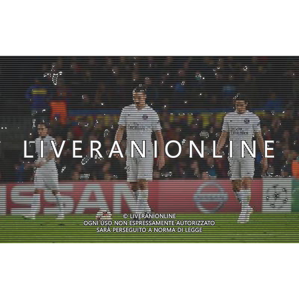 Deception PSG / Zlatan IBRAHIMOVIC / Edinson Cavani - 10.12.2014 - Barcelone / Paris Saint Germain - Champions League Photo : Dave Winter / Icon Sport AG ALDO LIVERANI SAS ONLY ITALY