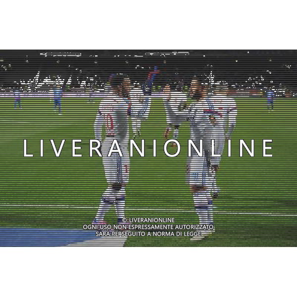 JOIE DE Alexandre LACAZETTE / Nabil FEKIR - 12.12.2014 - Lyon / Caen - 18eme journee de Ligue 1 Photo : Jean Paul Thomas / Icon Sport AG ALDO LIVERANI SAS ONLY ITALY