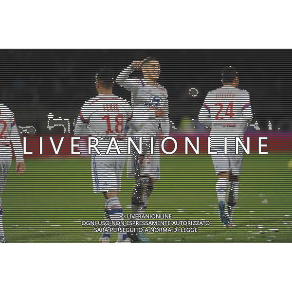 JOIE DE Nabil FEKIR / Yassine BENZIA - 12.12.2014 - Lyon / Caen - 18eme journee de Ligue 1 Photo : Jean Paul Thomas / Icon Sport AG ALDO LIVERANI SAS ONLY ITALY
