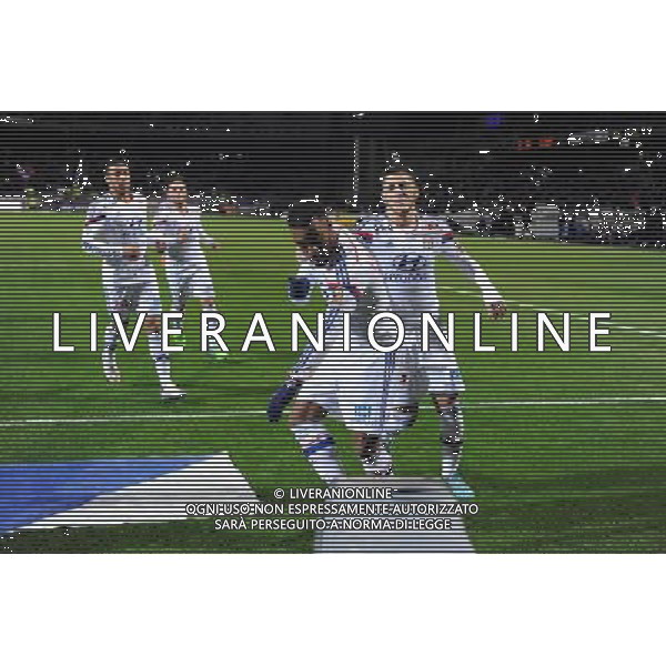 JOIE DE Yassine BENZIA / Alexandre LACAZETTE - 12.12.2014 - Lyon / Caen - 18eme journee de Ligue 1 Photo : Jean Paul Thomas / Icon Sport AG ALDO LIVERANI SAS ONLY ITALY