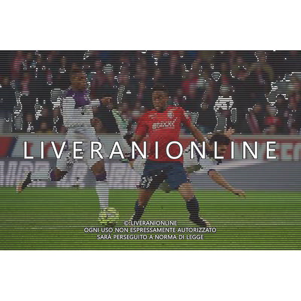 Faute de Maxime SPANO sur Divock ORIGI / Penalty - 14.12.2014 - Lille / Toulouse - 18eme journee de Ligue1 Photo : Dave Winter / Icon Sport *** Local Caption *** AG ALDO LIVERANI SAS ONLY ITALY *** Local Caption *** AG ALDO LIVERANI SAS ONLY ITALY