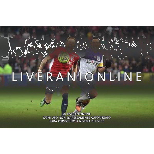 Nolan ROUX / Abel AGUILAR - 14.12.2014 - Lille / Toulouse - 18eme journee de Ligue1 Photo : Dave Winter / Icon Sport *** Local Caption *** AG ALDO LIVERANI SAS ONLY ITALY *** Local Caption *** AG ALDO LIVERANI SAS ONLY ITALY