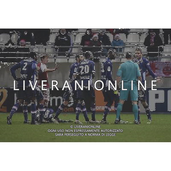 Clarck NSIKULU / Cedric CAMBON / Kasim ABDALLAH / Cedric BARBOSA / Benoit MILLOT / Cedric MONGONGU / Cedric MONGONGU - 13.12.2014 - Reims / Evian Thonon - 18eme journee de Ligue1 Photo : Fred Porcu / Icon Sport AG ALDO LIVERANI SAS ONLY ITALY