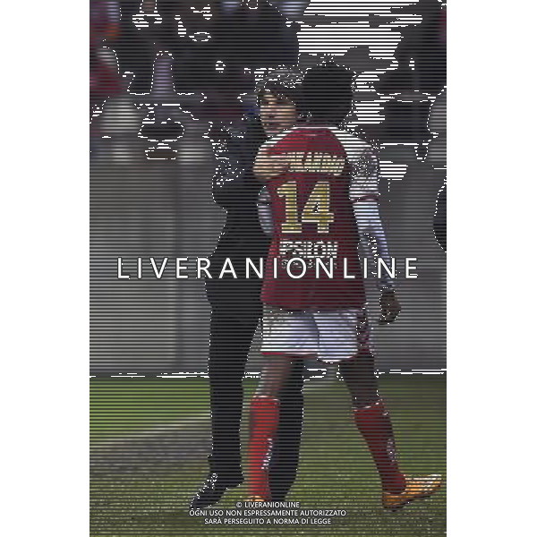 Jean Luc VASSEUR / Sortie Benjamin MOUKANDJO - 13.12.2014 - Reims / Evian Thonon - 18eme journee de Ligue1 Photo : Fred Porcu / Icon Sport AG ALDO LIVERANI SAS ONLY ITALY