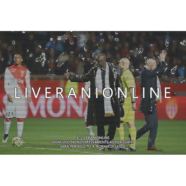 Tour d\'honneur des anciens joueurs de Monaco / Lilian THURAM / Fabien BARTHEZ - 14.12.2014 - Monaco / Marseille - 18eme journee de Ligue1 Photo : Manu Blondeau / Icon Sport AG ALDO LIVERANI SAS ONLY ITALY