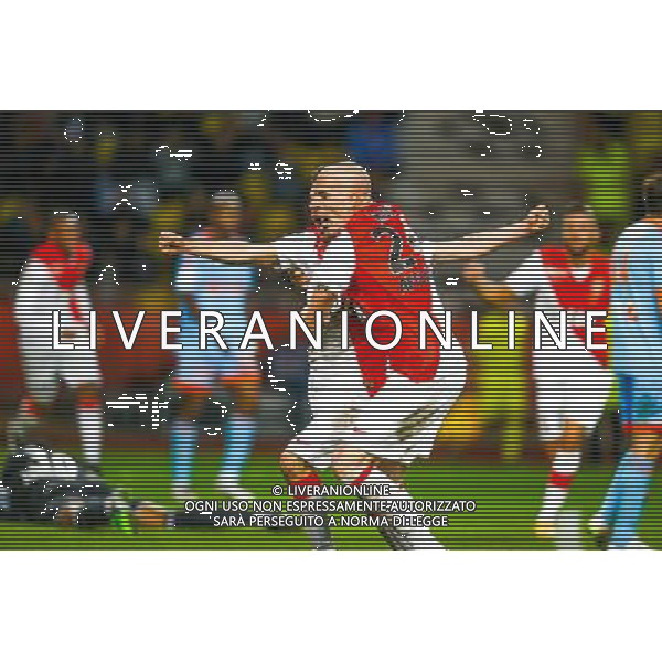 Joie du but de Bernardo Silva / Andrea Raggi - 14.12.2014 - Monaco / Marseille - 18eme journee de Ligue1 Photo : Manu Blondeau / Icon Sport *** Local Caption *** AG ALDO LIVERANI SAS ONLY ITALY *** Local Caption *** AG ALDO LIVERANI SAS ONLY ITALY