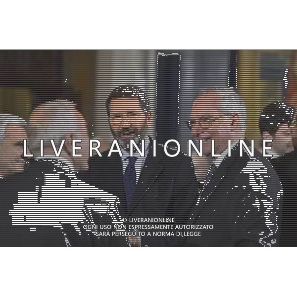 Cerimonia per lo scambio degli auguri di fine anno a Palazzo del Quirinale a Roma 16 dicembre 2014 nella foto Ignazio Marino e Guglielmo Epifani e Gianni Letta ©Corradetti/Agenzia Aldo Liverani sas