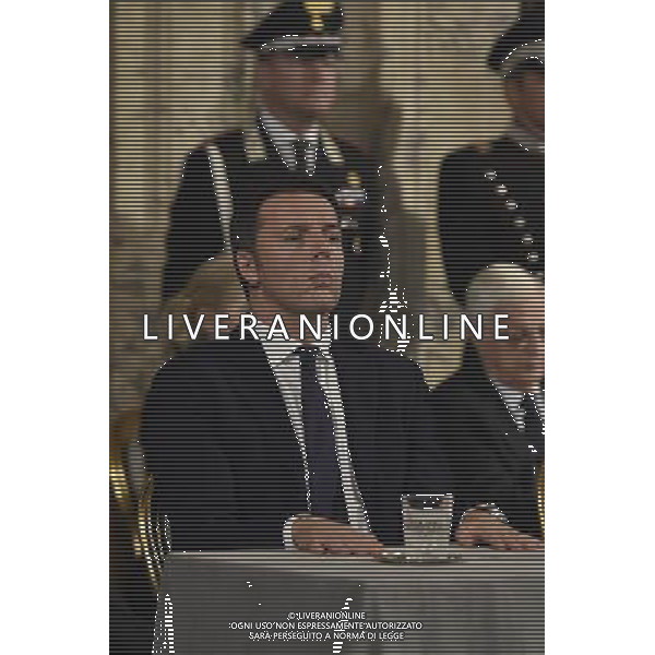 Cerimonia per lo scambio degli auguri di fine anno a Palazzo del Quirinale a Roma 16 dicembre 2014 nella foto Matteo Renzi ©Corradetti/Agenzia Aldo Liverani sas