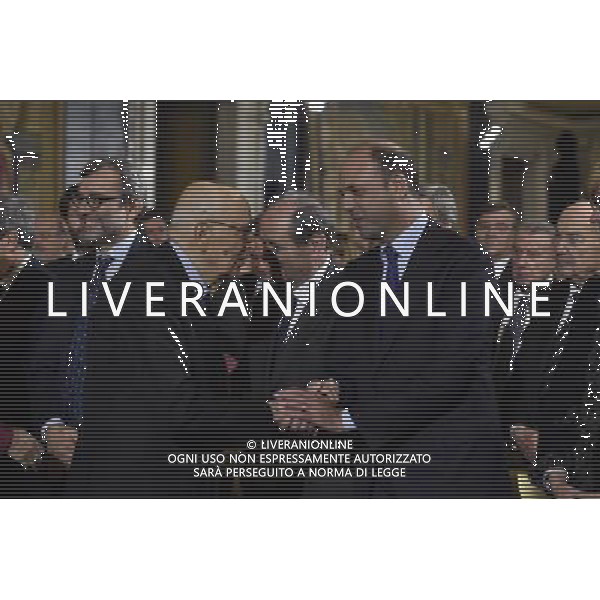 Cerimonia per lo scambio degli auguri di fine anno a Palazzo del Quirinale a Roma 16 dicembre 2014 nella foto Giorgio Napolitano e Angelino Alfano ©Corradetti/Agenzia Aldo Liverani sas