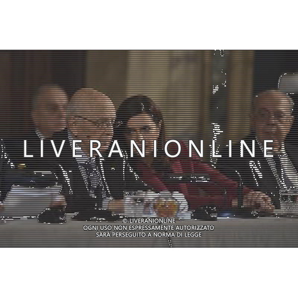 Cerimonia per lo scambio degli auguri di fine anno a Palazzo del Quirinale a Roma 16 dicembre 2014 nella foto Giorgio Napolitano e Laura Boldrini ©Corradetti/Agenzia Aldo Liverani sas