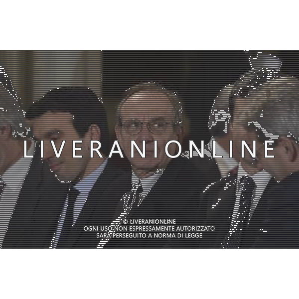 Cerimonia per lo scambio degli auguri di fine anno a Palazzo del Quirinale a Roma 16 dicembre 2014 nella foto Pier carlo Padoan e Maurizio Martina ©Corradetti/Agenzia Aldo Liverani sas