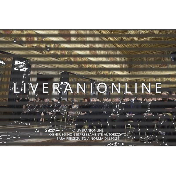 Cerimonia per lo scambio degli auguri di fine anno a Palazzo del Quirinale a Roma 16 dicembre 2014 nella foto i rappresentanti delle istituzioni, delle forze politiche e della societa\' civile ©Corradetti/Agenzia Aldo Liverani sas