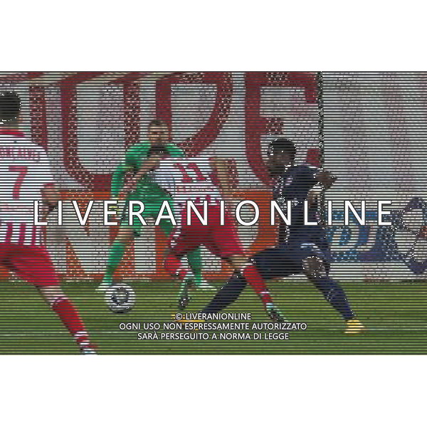 Mouaad MADRI / Serge AURIER - Faute Penalty - 17.12.2014 - Ajaccio / Paris Saint Germain - Coupe de la ligue - Photo : Jean Pierre Belzit / Icon Sport /AGENZIA ALDO LIVERANI SAS - ITALY ONLY - EDITORIAL USE ONLY