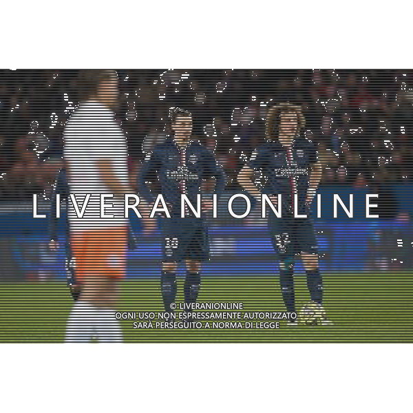 Zlatan IBRAHIMOVIC / David LUIZ - 20.12.2014 - Paris Saint Germain / Montpellier - 17eme journee de Ligue 1 - Photo : Aurelien Meunier / Icon Sport AG ALDO LIVERANI SAS ONLY ITALY