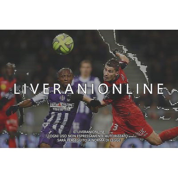 Jeremy Pied / Jean Daniel Akpa Akpro - 20.12.2014 - Toulouse / Guingamp - 17eme journee de Ligue 1 Photo : Manuel Blondeau / Icon Sport AG ALDO LIVERANI SAS ONLY ITALY