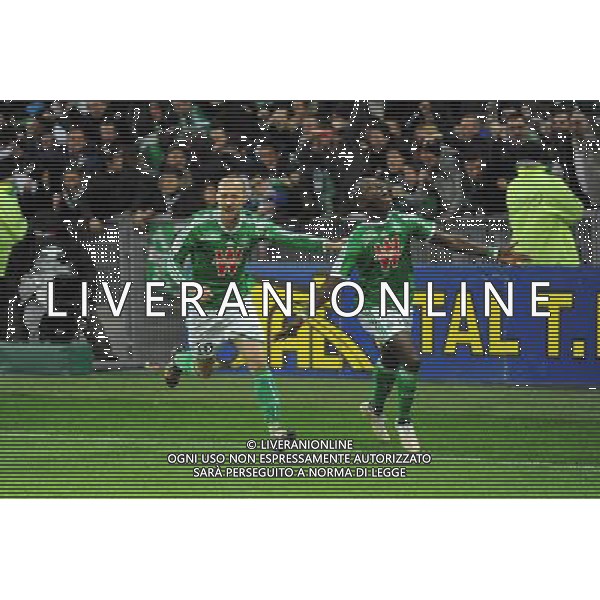 Joie Renaud COHADE / Max Alain GRADEL - 21.12.2014 - Saint Etienne / Evian Thonon - 19eme journee de Ligue 1 Photo : Jean Paul Thomas / Icon Sport AG ALDO LIVERANI SAS ONLY ITALY