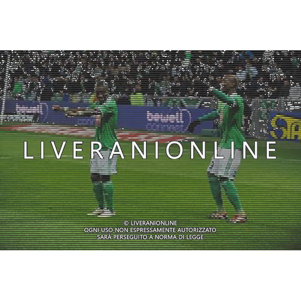 Joie Max Alain GRADEL / Florentin POGBA - 21.12.2014 - Saint Etienne / Evian Thonon - 19eme journee de Ligue 1 Photo : Jean Paul Thomas / Icon Sport AG ALDO LIVERANI SAS ONLY ITALY