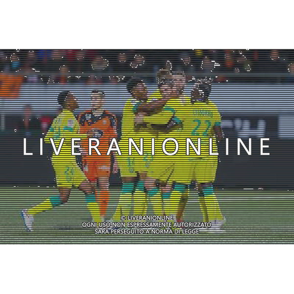 Joie Yacine BAMMOU / groupe nantes - 20.12.2014 - Lorient / Nantes - 19eme journee de Ligue 1 - Photo : Vincent Michel / Icon Sport /Agenzia Aldo Liverani sas - ITALY ONLY - EDITORIAL USE ONLY
