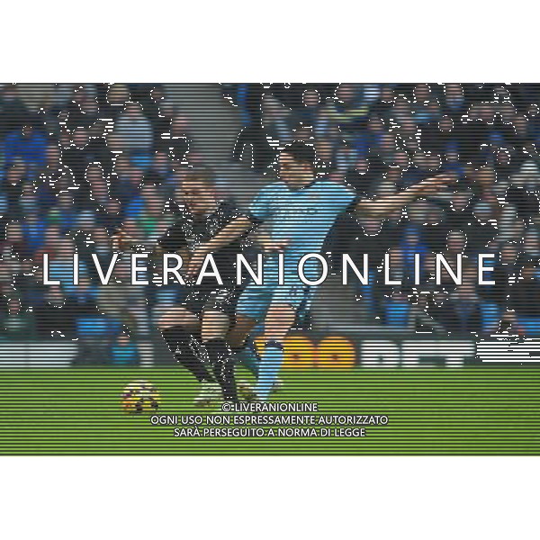 Burnley\'s Kieran Trippier is tackled by Manchester City\'s Samir Nasri Photographer Chris Vaughan/CameraSport Football - Barclays Premiership - Manchester City v Burnley - Sunday 28th December 2014 - Etihad Stadium - Manchester Â© CameraSport - 43 Linden Ave. Countesthorpe. Leicester. England. LE8 5PG - Tel: +44 (0) 116 277 4147 - admin@camerasport.com - www.camerasport.com AG ALDO LIVERANI SAS ONLY ITALY