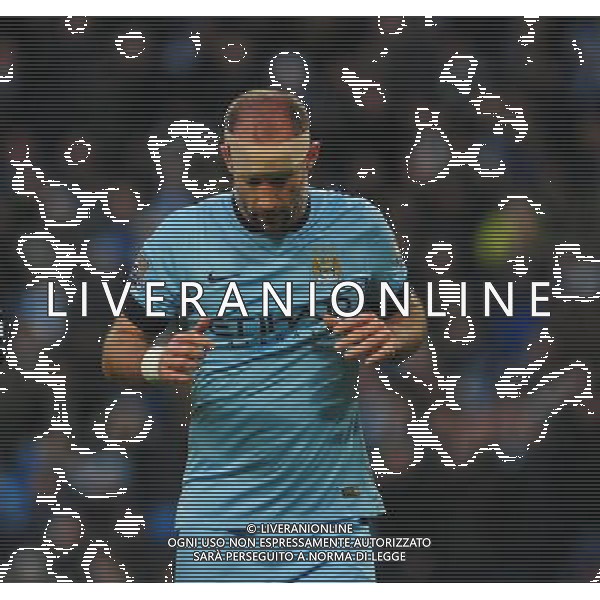 Manchester City\'s Pablo Zabaleta after receiving treatment for a head injury Photographer Chris Vaughan/CameraSport Football - Barclays Premiership - Manchester City v Burnley - Sunday 28th December 2014 - Etihad Stadium - Manchester © CameraSport - 43 Linden Ave. Countesthorpe. Leicester. England. LE8 5PG - Tel: +44 (0) 116 277 4147 - admin@camerasport.com - www.camerasport.com AG ALDO LIVERANI SAS ONLY ITALY