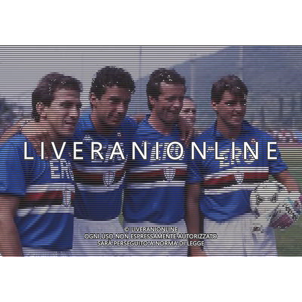 RETROSPETTIVA GIANLUCA VIALLI NELLA FOTO VICTOR-GIANLUCA VIALLI-DOSSENA-MANCINI ROBERTO AG ALDO LIVERANI SAS