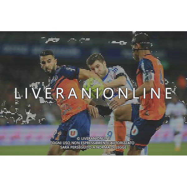 Abdel EL KAOUTARI / Andre Pierre GIGNAC / Vitorino HILTON - 09.01.2015 - Montpellier / Marseille - 20eme journee de Ligue 1 Photo : Nicolas Guyonnet / Icon Sport AG ALDO LIVERANI SAS ONLY ITALY
