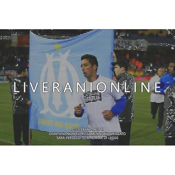 Lucas BARRIOS - Hommage a Charlie Hebdo - 09.01.2015 - Montpellier / Marseille - 20eme journee de Ligue 1 Photo : Nicolas Guyonnet / Icon Sport AG ALDO LIVERANI SAS ONLY ITALY
