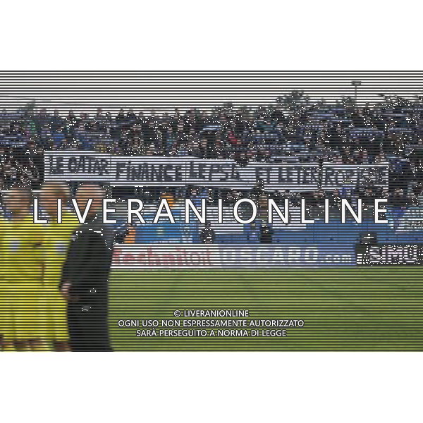 Banderole - Le Qatar finance le PSG et le terrorisme - 10.01.2015 - Bastia / Paris Saint Germain - 20e journee Ligue 1 Photo : Michel Maestracci / Icon Sport AG ALDO LIVERANI SAS ONLY ITALY