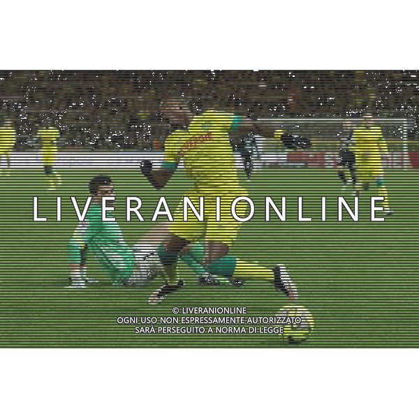 Serge GAKPE / Johann CARRASSO - 11.01.2015 - Nantes / Metz - 20e journee de Ligue 1 Photo : Vincent Michel / Icon Sport AG ALDO LIVERANI SAS ONLY ITALY