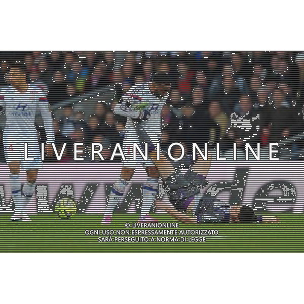 Altercation Alexandre LACAZETTE / Dusan VESKOVAC - 11.01.2015 - Lyon / Toulouse - 20eme journee de Ligue 1 Photo : Jean Paul Thomas / Icon Sport AG ALDO LIVERANI SAS ONLY ITALY