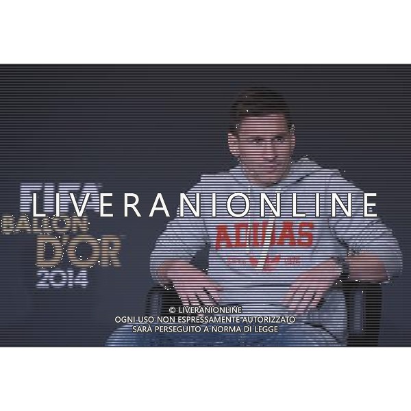 FIFA Ballon d\'Or 2014 Zurigo (Svizzera) - 12.01.2015 Nella Foto:Conferenza stampa dei tre giocatori candidati alla vittoria del pallone d\'oro: Lionel Messi /Ph.Vitez-Ag. Aldo Liverani