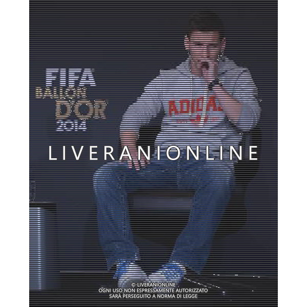 FIFA Ballon d\'Or 2014 Zurigo (Svizzera) - 12.01.2015 Nella Foto:Conferenza stampa dei tre giocatori candidati alla vittoria del pallone d\'oro: Lionel Messi /Ph.Vitez-Ag. Aldo Liverani