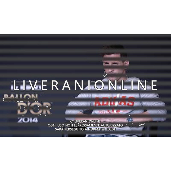 FIFA Ballon d\'Or 2014 Zurigo (Svizzera) - 12.01.2015 Nella Foto:Conferenza stampa dei tre giocatori candidati alla vittoria del pallone d\'oro: Lionel Messi /Ph.Vitez-Ag. Aldo Liverani