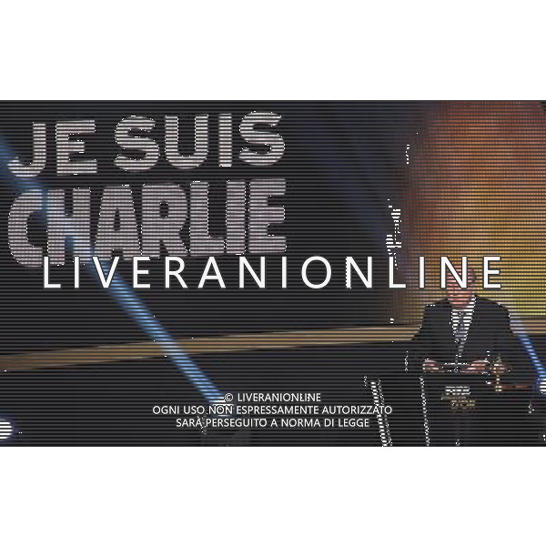 FIFA Ballon d\'Or 2014 Zurigo (Svizzera) - 12.01.2015 Nella Foto:Tributo di Blatter per le vittime all\'attacco charlie Hebno a parigi /Ph.Vitez-Ag. Aldo Liverani