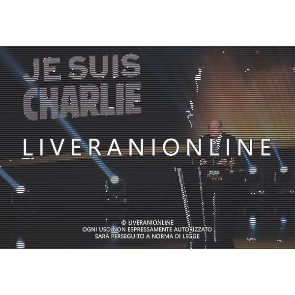 FIFA Ballon d\'Or 2014 Zurigo (Svizzera) - 12.01.2015 Nella Foto:Tributo di Blatter per le vittime all\'attacco charlie Hebno a parigi /Ph.Vitez-Ag. Aldo Liverani