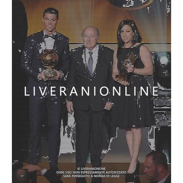 FIFA Ballon d\'Or 2014 Zurigo (Svizzera) - 12.01.2015 Nella Foto:Ronaldo,Blatter,Kessler con il pallone d\'oro /Ph.Vitez-Ag. Aldo Liverani