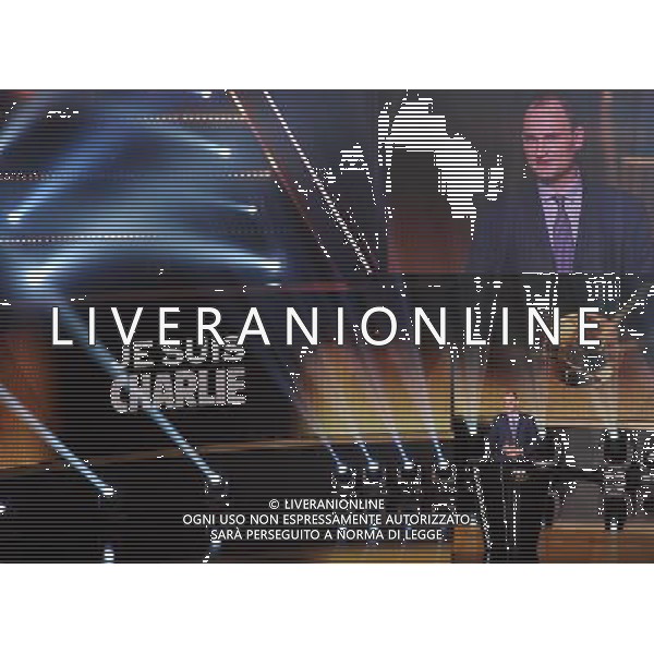 FIFA Ballon d\'Or 2014 Zurigo (Svizzera) - 12.01.2015 Nella Foto:Tributo di Jean Etienne Amaury per le vittime all\'attacco charlie Hebno a parigi /Ph.Vitez-Ag. Aldo Liverani