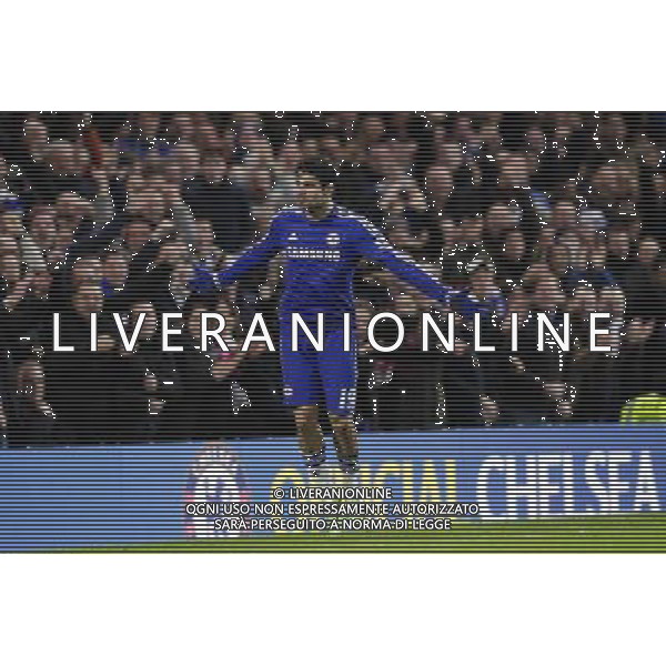 Chelsea\'s Diego Costa celebrates scoring his sides second goal Photographer Craig Mercer/CameraSport Football - Barclays Premiership - Chelsea v Newcastle United - Saturday 10th January 2015 - Stamford Bridge - London © CameraSport - 43 Linden Ave. Countesthorpe. Leicester. England. LE8 5PG - Tel: +44 (0) 116 277 4147 - admin@camerasport.com - www.camerasport.com AG ALDO LIVERANI SAS ONLY ITALY