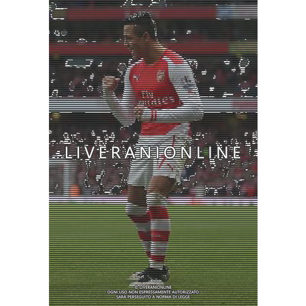 Arsenal\'s Alexis Sanchez celebrates his goal Photographer Kieran Galvin/CameraSport Football - Barclays Premiership - Arsenal v Stoke City - Sunday 11th January 2015 - Emirates Stadium - London © CameraSport - 43 Linden Ave. Countesthorpe. Leicester. England. LE8 5PG - Tel: +44 (0) 116 277 4147 - admin@camerasport.com - www.camerasport.com AG ALDO LIVERANI SAS ONLY ITALY