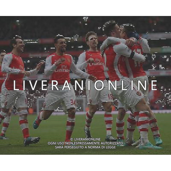 Arsenal\'s Alexis Sanchez celebrates his goal Photographer Kieran Galvin/CameraSport Football - Barclays Premiership - Arsenal v Stoke City - Sunday 11th January 2015 - Emirates Stadium - London © CameraSport - 43 Linden Ave. Countesthorpe. Leicester. England. LE8 5PG - Tel: +44 (0) 116 277 4147 - admin@camerasport.com - www.camerasport.com AG ALDO LIVERANI SAS ONLY ITALY