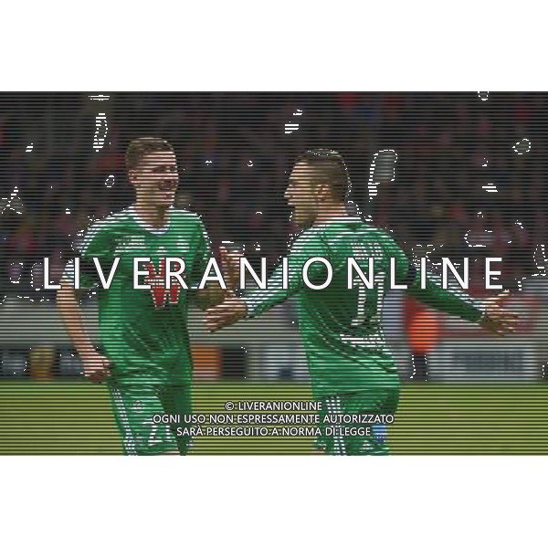 Joie Yohan MOLLO / Franck TABANOU - 10.01.2015 - Reims / Saint Etienne - 20eme journee de Ligue 1 Photo : Dave Winter / Icon Sport AG ALDO LIVERANI SAS ONLY ITALY