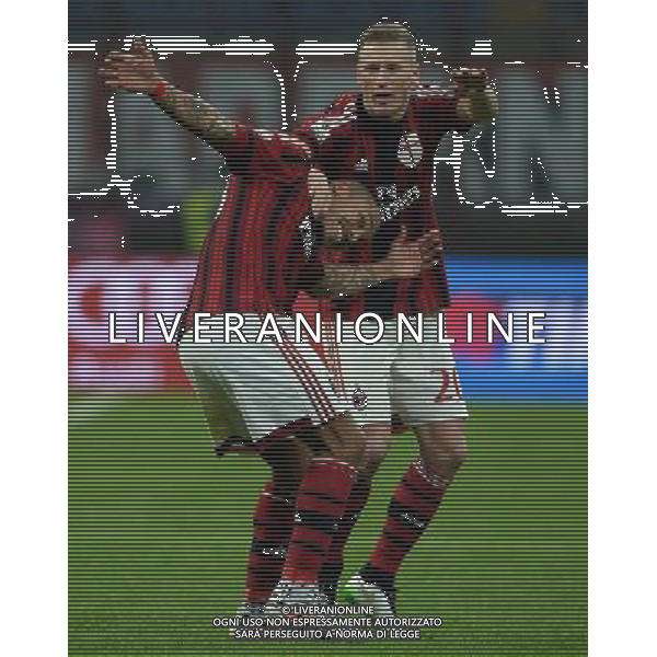 Coppa Italia TIM Cup 2014/2015 Ottavi di Finale Milano - 13.01.2015 Milan-Sassuolo Nella Foto:de jong esultanza dopo il gol con ignazio abate /Ph.Vitez-Ag. Aldo Liverani