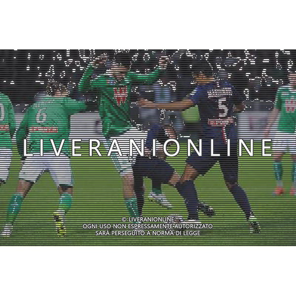 Ricky VAN WOLFWINSKEL / Marco VERRATTI - 13.01.2015 - Saint Etienne / Paris Saint Germain - 1/4Finale Coupe de la Ligue Photo : Jean Paul Thomas / Icon Sport /Agenzia Aldo Liverani Sas - ITALY ONLY - EDITORIAL USE ONLY